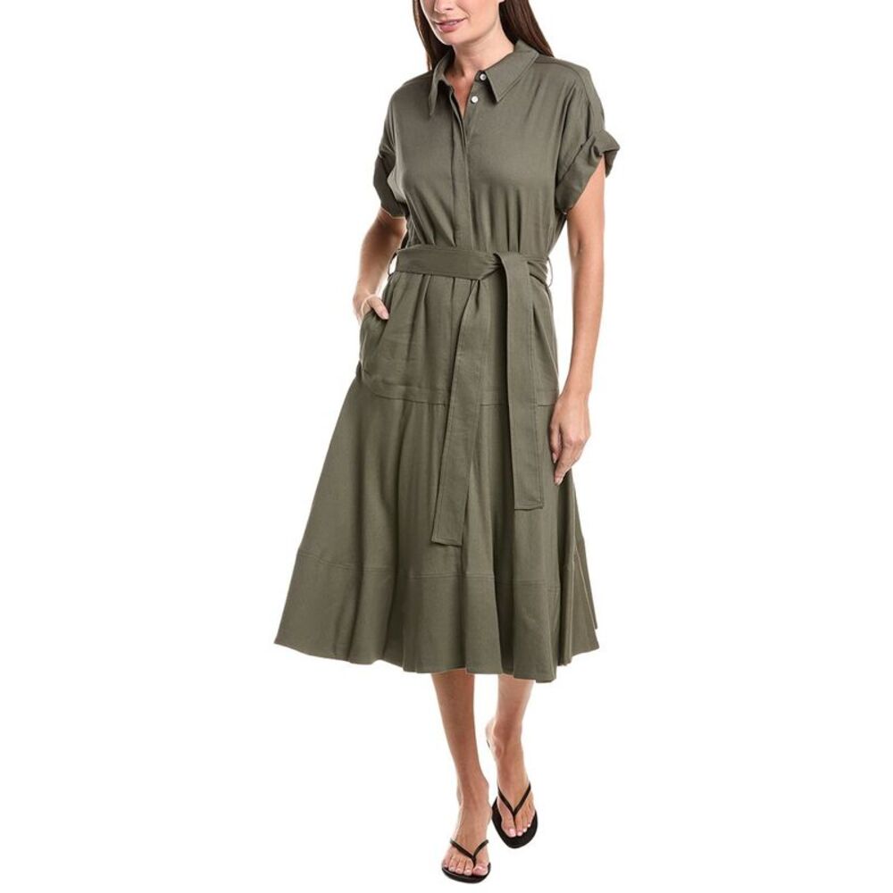 Proenza Schouler Womens  Scottie Linen-Blend Dress, Green